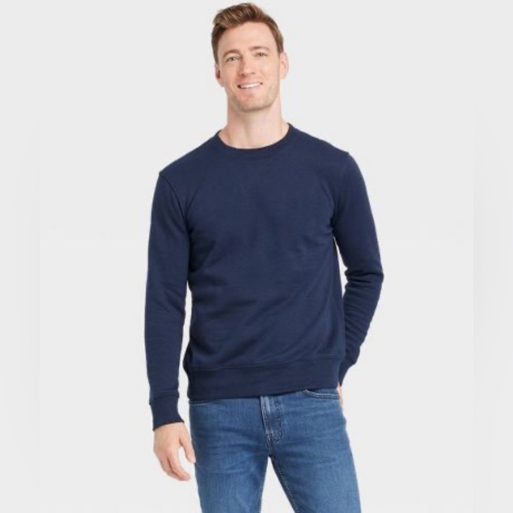 Men’s Crewneck Pullover Sweatshirt Navy Blue-Goodfellow & Co Men’s Small